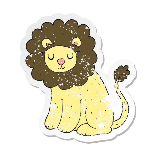 Retro Noodlijdende Sticker Van Een Cartoon Schattige Leeuw — Stockvector