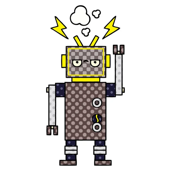 Historieta Estilo Cómic Robot Mal Funcionamiento — Vector de stock