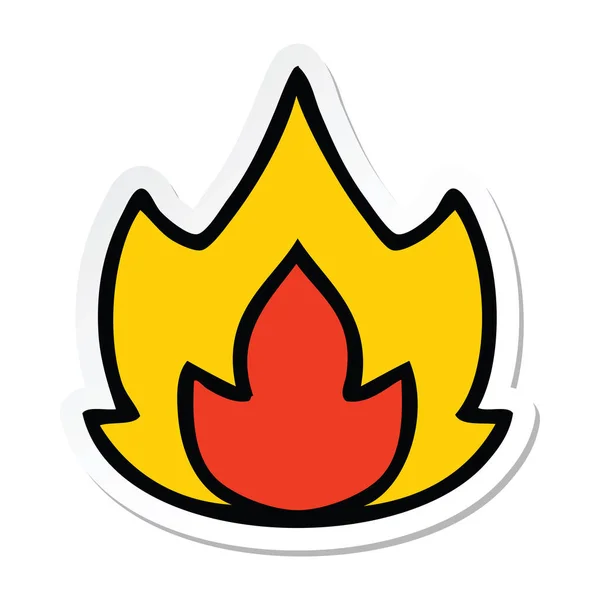 Pegatina Lindo Fuego Dibujos Animados — Vector de stock