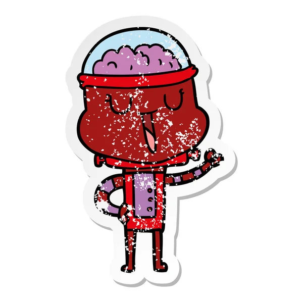 bir mutlu karikatür robot sıkıntılı etiket