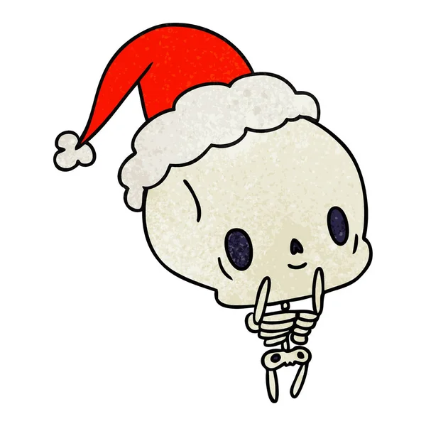 손으로 귀여운 해골의 크리스마스 질감된 — 스톡 벡터