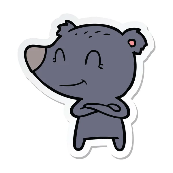 Autocollant d'un ours sourire dessin animé — Image vectorielle