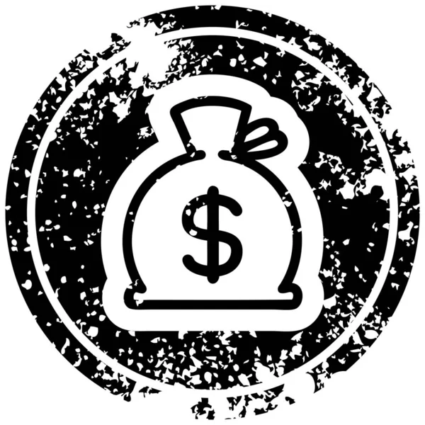 Sack Money Distressed Icon Symbol — Stock Vector