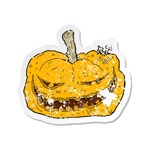 Retro Distressed Sticker Cartoon Halloween Pumpkin — Stock Vector