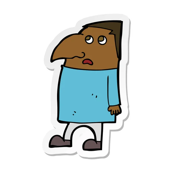 Sticker Van Een Cartoon Bezorgd Mens — Stockvector