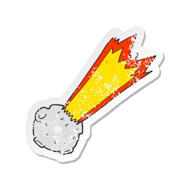 bir çizgi film meteor Retro sıkıntılı etiket