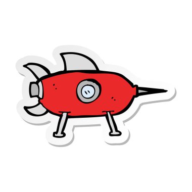 cartooon uzay roketi etiket