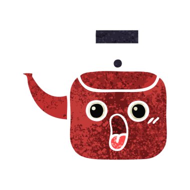 Retro illüstrasyon tarzı çizgi film su ısıtıcısı