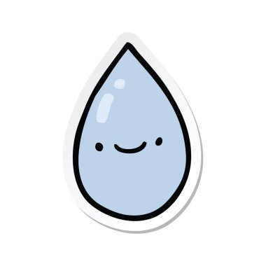 bir çizgi film yağmur damlası etiket