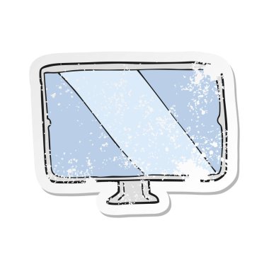 bir çizgi film ekranın Retro sıkıntılı etiket