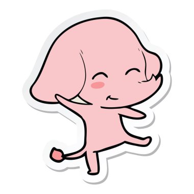 etiket dans bir sevimli çizgi fil