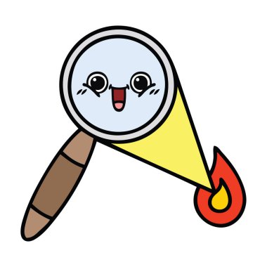 sevimli çizgi bir büyüteç