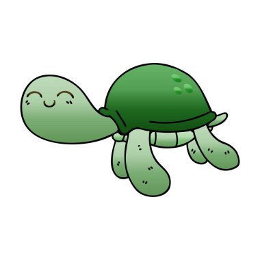 Degrade gölgeli ilginç karikatür kaplumbağa