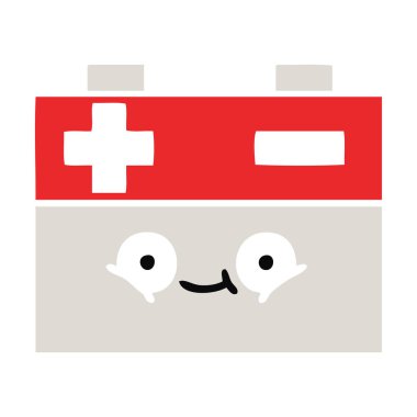 düz renk retro karikatür akü