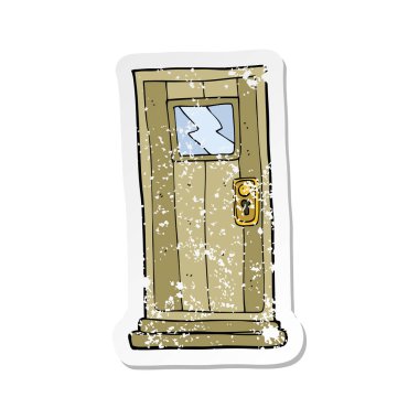 bir çizgi film kapı Retro sıkıntılı etiket