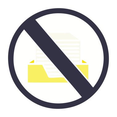 düz renk retro karikatür kağıt yasak işareti