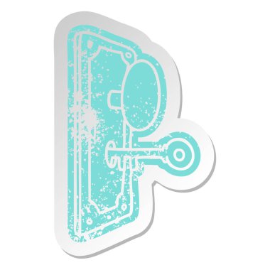 bir kapı kolu, sıkıntılı eski çizgi film etiketi