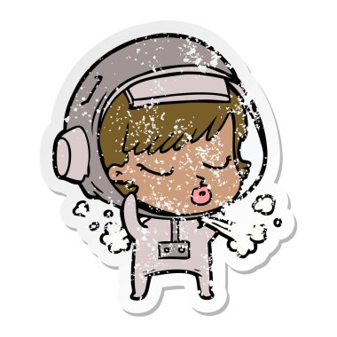 Uzay başlığın alarak bir çizgi film güzel astronot kız sıkıntılı etiket