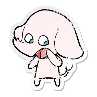 sevimli çizgi fil sıkıntılı etiket