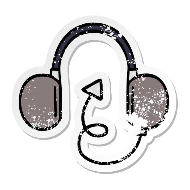 sevimli çizgi retro kulaklık sıkıntılı etiket
