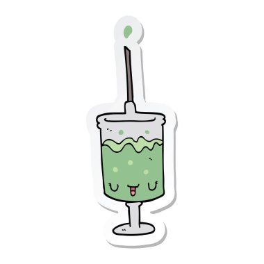 bir çizgi film şırınga etiket