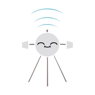 düz renk retro karikatür bir uydu