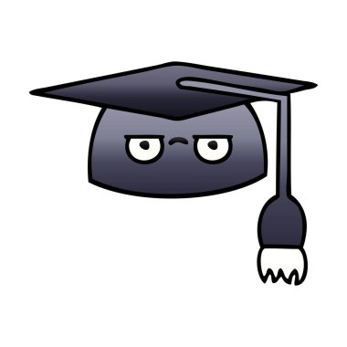 Mezuniyet şapka degrade gölgeli çizgi film