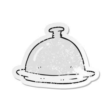 Retro sıkıntılı etiket bir karikatür yemek servisi