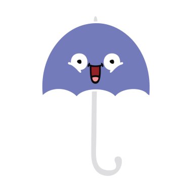 düz renk retro karikatür bir şemsiye