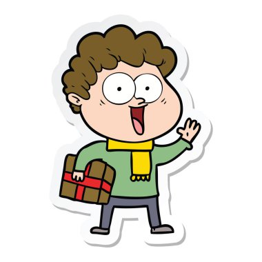 etiket karikatür mutlu bir adamın