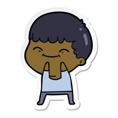 etiket bir karikatür mutlu çocuk