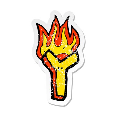 bir çizgi film yanan mektup Retro sıkıntılı etiket