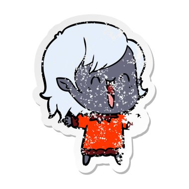 sevimli çizgi mutlu vampir kız sıkıntılı etiket