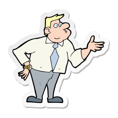 etiket soru soran bir karikatür işadamı