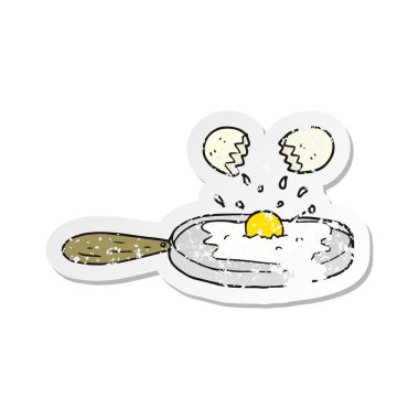 kızartma bir karikatür yumurta Retro sıkıntılı etiket
