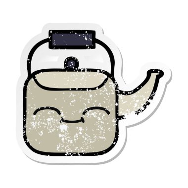 sevimli çizgi Kettle sıkıntılı etiket