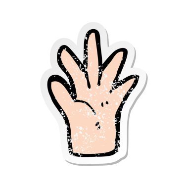 çizgi film el simgesi Retro sıkıntılı etiket