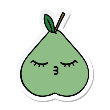sevimli çizgi yeşil armut etiket