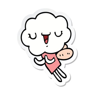 bir sevimli çizgi bulut baş yaratığın etiket