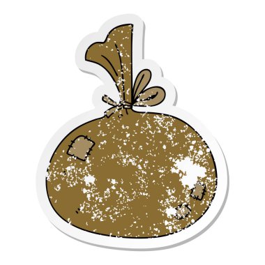 ilginç bir el sıkıntılı etiket karikatür çuval çizilmiş