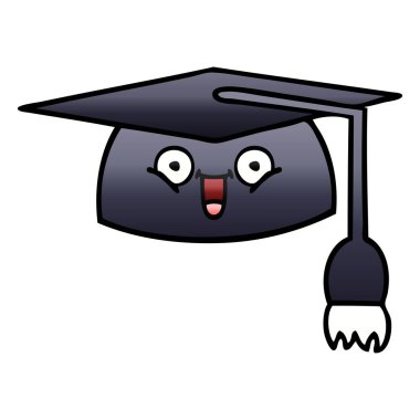 Mezuniyet şapka degrade gölgeli çizgi film