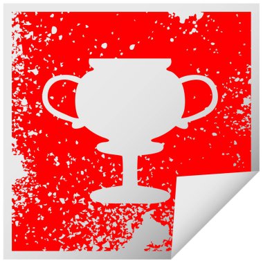 sıkıntılı kare bir Altın Kupa sembolü etiket soyma