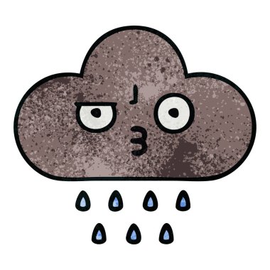 Retro grunge doku karikatür fırtına yağmur bulutu