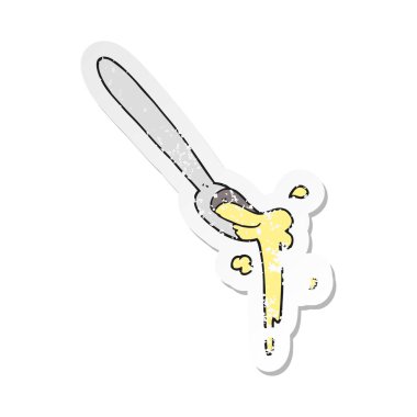 bir çizgi film kaşığı Retro sıkıntılı etiket