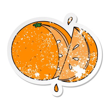 bir çizgi film Portakal dilim sıkıntılı etiket