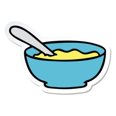 ilginç bir el etiket karikatür kase çorba çizilmiş