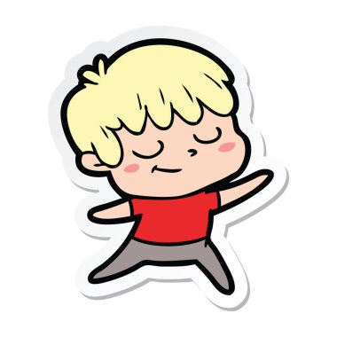 etiket bir karikatür mutlu çocuk