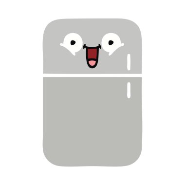 düz renk retro karikatür buzdolabı derin dondurucu