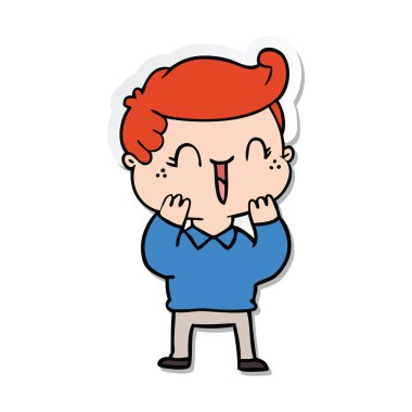 etiket bir karikatür gülen çocuk