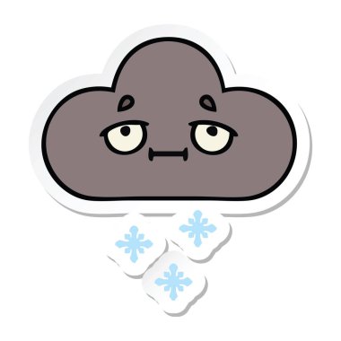 sevimli çizgi fırtına kar bulut etiket
